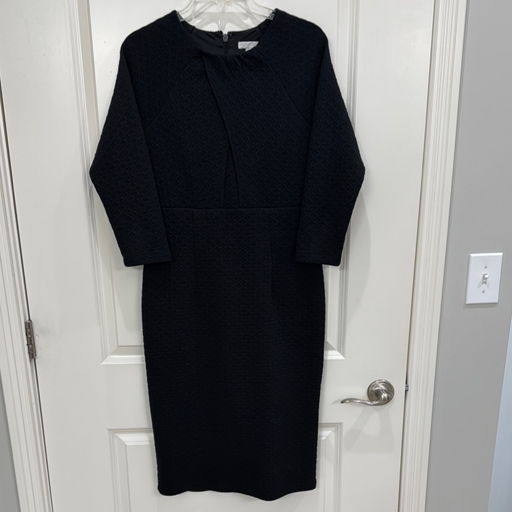 Elegant Black Sheath Dress with Long Dolman Sleeves for Work